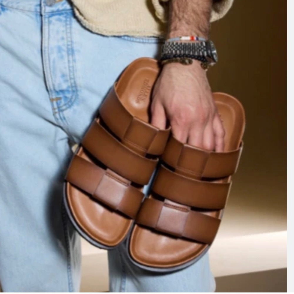 Allen Edmonds Mens 6958 Leather Slide Sandals Brown Fisherman Strappy 11 D